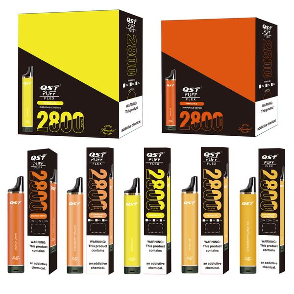 Puff 2800 0 flex pack de certificat de vape jetable 25 saveurs fabricant d'origine