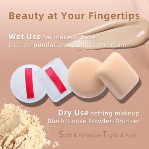 Puff 3 piezas seco húmedo húmedo maquillador cosmético buff de esponjada bocina para polvo de base suave y lindo