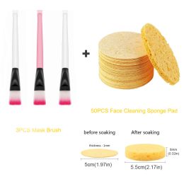 Puff 50 pièces éponges de lavage nettoyantes pour le visage en cellulose tampons démaquillants, beauté pour le visage SPA Massage outil de soins de la peau envoyer une brosse à masque