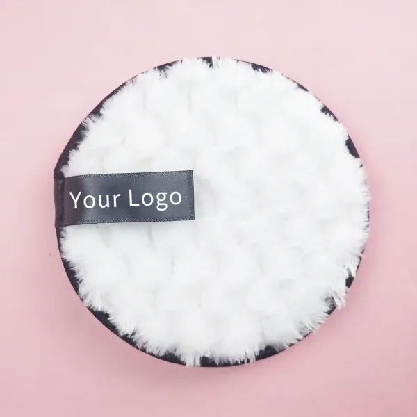 Puff 50pcs Logo personnalisé Making Makeup Makeup Remover Tax Rond Round réutilisable Lavable Coton Linges Nettoyer serviette poudre de poudre de maquillage