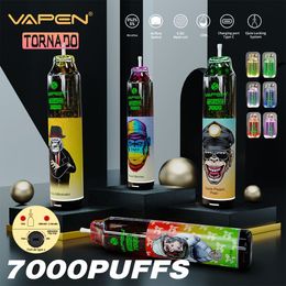 Puff 7000 Original Vapen Tornado Puffs 7000 7k bouffée cigarettes électroniques jetables bobine de maille 15 ml jetables préremplis vapes vape vaper stylo RGB lumière dispositif rechargeable