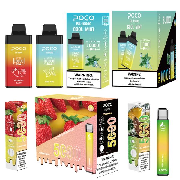 POCO BL 10k y enorme cigarrillo electrónico 5k Vape desechable con batería recargable de cigarrillo electrónico y cartucho de 20 ml Almacén de Alemania 15 sabores