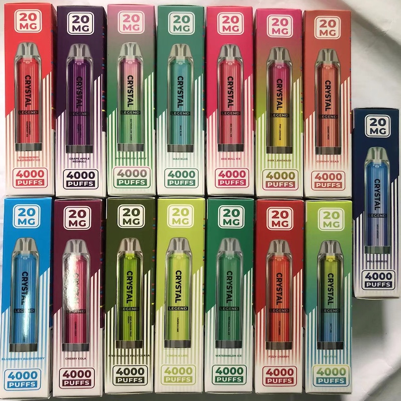 crystal bar legend 4000 puff disposable E cigarettes 1350amh battery 2% capacity 12ml with 4000 puffs cigarrillos desechables vapers vape desechable