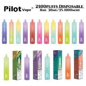 E-sigaret Originele Vapes Wegwerp Pilot Max 2500 Trekjes Vape Pen Bulk Starter Kit 8ml Voorgevulde Vruchtensap Smaak 1000mAh Batterij versus 2800 trekje Bang Jam King Savage