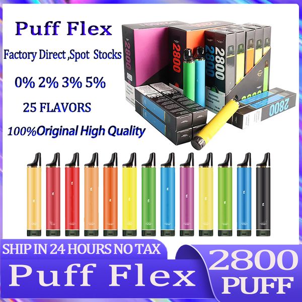 Puff Flex 2800 puff 2800 одноразовые сигареты Vape E капсулы для электронных сигарет комплекты устройств для электронных сигарет аккумулятор 850 мАч предварительно заполненный вейпер 8 мл одноразовая слойка для вейпов
