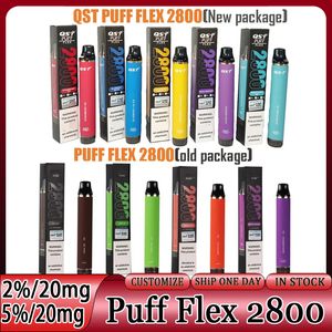 Puff Flex 2800 Puffs 2800 Wegwerp vapes QST E-sigaretten Vape Wegwerp Puff 2800 Pods Apparaatkits 850 mah Batterij Voorgevuld 8 ml Vaporizer Vaper Pen Nieuwe verpakking