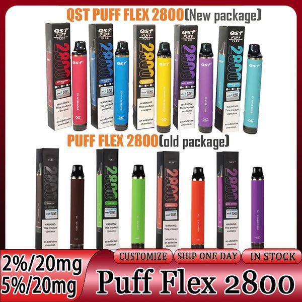 Puff Flex 2800 Puffs 2800 Desechables vapes QST E Cigarrillos Vape Desechable Puff 2800 Pods Kits de dispositivos 850mah Batería Precargada 8ml Vaporizador Vaper Pen Nuevo embalaje