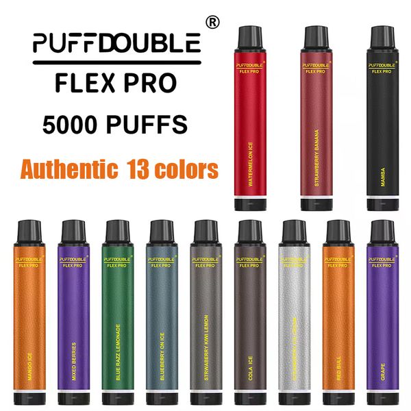 Puff Flex 5000 Double Pro Cigarettes électroniques jetables Vape 11 ml Vape pré-remplie desechable 550 mah Batterie rechargeable vapes bouffée jetable