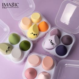 Puff Imagic Sponge 4pcs/Set Makeup Puff Cosmetic Soft Beauty Ball Foundation Poeder met doos nat en droog kleurrijke make -upgereedschap