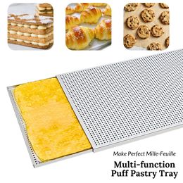 Puff Pastry Baking Tray Mille Feuille Rechthoekig Mille Feuille Bakpan geperforeerd bakpan Dish Oven Bread met gat 240325