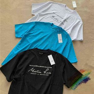 Bladerdeeg Print Martine Rose T-shirt Heren Dames Hoge kwaliteit handtekening korte mouw Tops TeeT220721