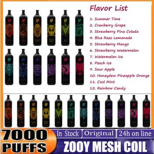 Puffbars vapers jetables zooy vape 7000 cartouche bouffée 650mAh batterie 13 ml dosettes préremplies style bâton Ecig vaporisateur portable prix usine