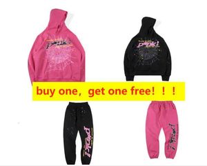 Puff Print SP5Der Young Thug 555555 Angel Hoodie Men Women Hoge kwaliteit zware stof Spider Web Sweatshirts Pullover JL