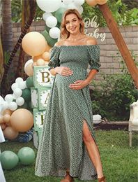 Zwangerschapsjurk met bladerdeeg voor foto Dame Fotografie Props Vrouwen Bloemenprint Sexy zwangere jurken 2023 Vrouwelijke shoot Lange jurk