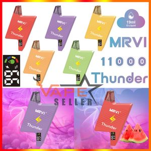 Original MRVI Thunder 11000 Puffs Vape jetable E Cigarette avec affichage de l'écran de la boîte numérique Batterie rechargeable 600mAh 19ml Pod Big Vaper Pen