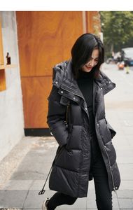 doudoune hiver doudoune chaude capuche ceinture réglable fente latérale fermeture éclair plus la taille 4XL noir blanc manteau de mode pour femmes 201019