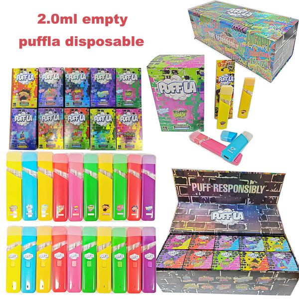 Puffla desechable vape pluma e cigarrillo 1 ml desechables vacíos vapes cartuchos cartuchos bobina de cerámica 280 mah batería recargable con embalaje 10 colores