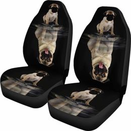 Pug huisdieren honden dierenauto stoel deksel 102918, pakket van 2 universele voorstoelbeschermende dekmantel