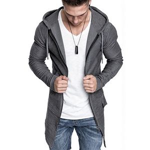 PuiSiua Heren Sweatshirt Hip Hop Mantel Hoodies Merk Mode Mannen Splicing Hooded Solid Trench Coat Jacket Cardigan Lange Mouw 211014