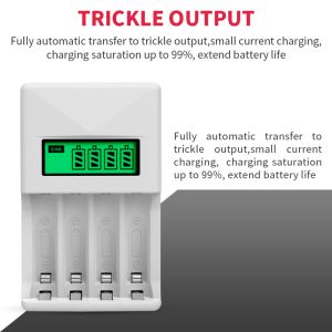 Pujiamx Nouveau chargeur de batterie intelligent à 4 emplacements avec écran LCD de câble USB pour outil de charge de batterie rechargeable AA / AAA 1.2 V