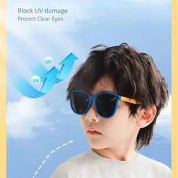 Pulais zonnebril Kinderkinderen Zacht materiaal UV400 Kijkende zonnebril 100% Bescherm jongens meisjes oog vierkant lichtgewicht tinten 240417