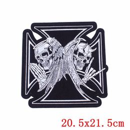 Pulaqi Punk Skull Patch Biker Rock Large Bordined Motorcycle Band Patches For Desse Jacket Big Wings Patch Back Badge H