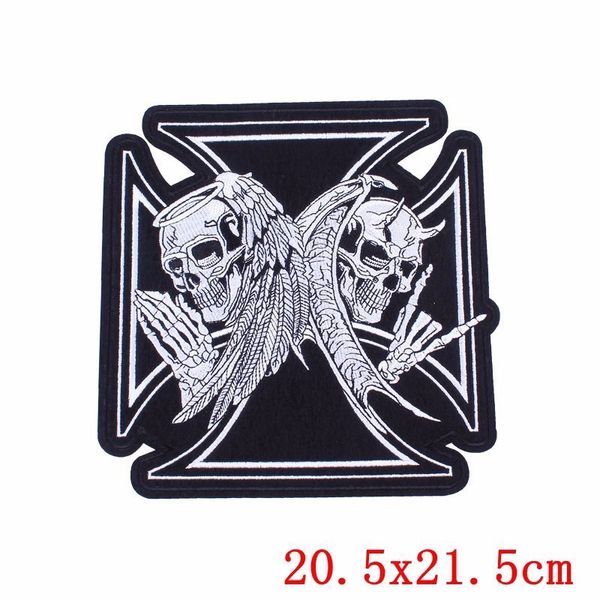 Pulaqi Punk Skull Patch Biker Rock Grand groupe de moto brodé Patches pour la veste à vêtements Big Wings Patch Back Badge H