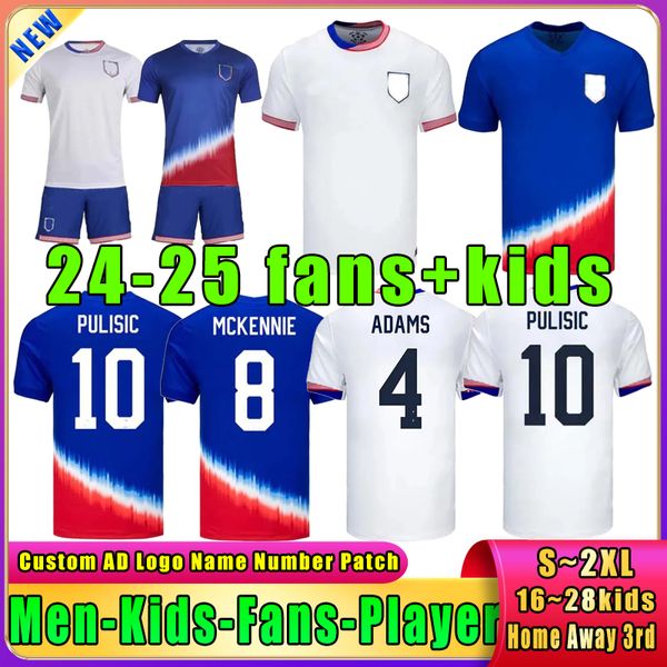 PULISIC 24 25 Nuevos Estados Unidos ADAMS REYNA ROBINSON Equipo nacional Fan Player Versión Camisetas de fútbol AARONSON PEPI MUSAH REAM Camiseta de fútbol Hogar lejos Uniformes para niños