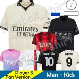 Pulisic Giroud 23 24 AC Milanss Soccer Jersey R.Leao Theo Ibrahimovic Tonali 2023 2024 Football Shirt Romagnoli Rafa Leo S.Castillejo Reijnders Home Away Men Kid Kit Kit