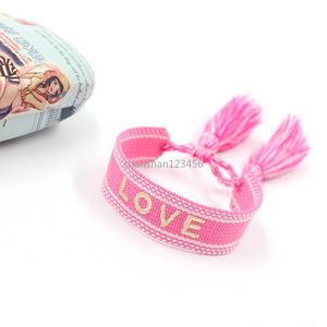 Trek verstelbare Tassel bedelarmband borduurbrief Love Dream Smile Happy Lucky Bracelet Bangle Cuff For Women Kids Fashion Jewelry