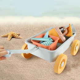 Tire de los juguetes de juguete de automóvil para niños pequeños Beach Beach Little Little Sand Plastic Cartoon Trolley Finge Jugar Child 240411