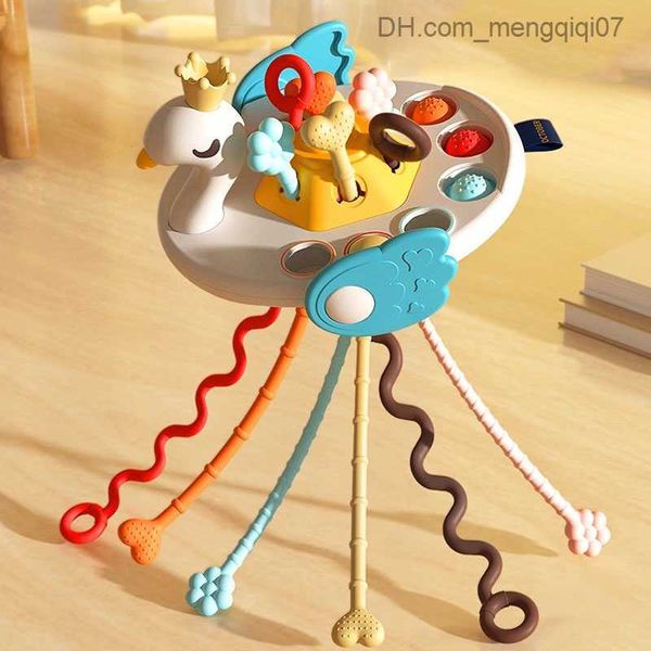 Pull Toys 5-in-1 Montessori Desarrollo de cuerdas para bebés Lindos dientes de silicona de elefante juguete para bebés juguete 1 2 3 años Z230814