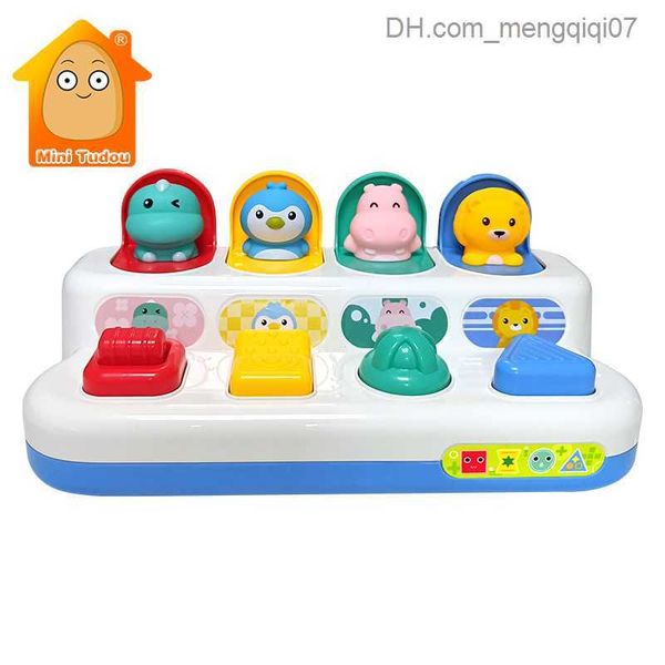Pull Toys Baby Pop-Up Toy Montessori Fine Cho Entrenamiento de habilidades Presione la máquina Haga clic en el botón Animal CAR Education Toy 13 de 24 meses Z230814