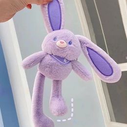 Rabbit Plush Doll Key Chain Soft Stuffed Toys Bunny met oren CAR Keychains Schoolbag Hanger 240418