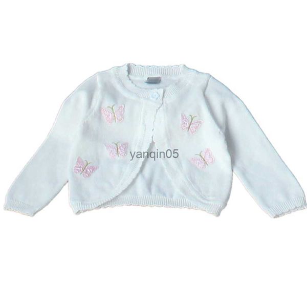 Jersey 0-4yrs Kids Cardigan Jacket Girls White Butterfly Cute Baby Shrug Sweater 1 2 3 4 años Ropa para niños OGC215417 HKD230719