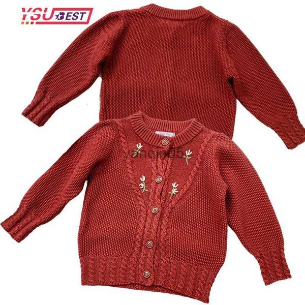 Pull 2022 Bébés Filles Broder Cardigan Manteau Enfants Vêtements Printemps Automne Bébé Fille À Manches Longues Fleur Tricoté Enfants Cardigan Manteau HKD230719