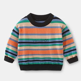 Pull 2022 printemps automne mode nouveau 3 4 5 6 8 10 12 ans vêtements pour enfants tricoté coloré rayé mince pull pour enfants bébé garçon HKD230719
