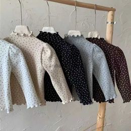 Jersey 2023 Otoño Invierno niños niñas Tops Floral coreano polar manga larga gruesas camisas para niñas parte inferior más terciopelo niño niña TopL231129