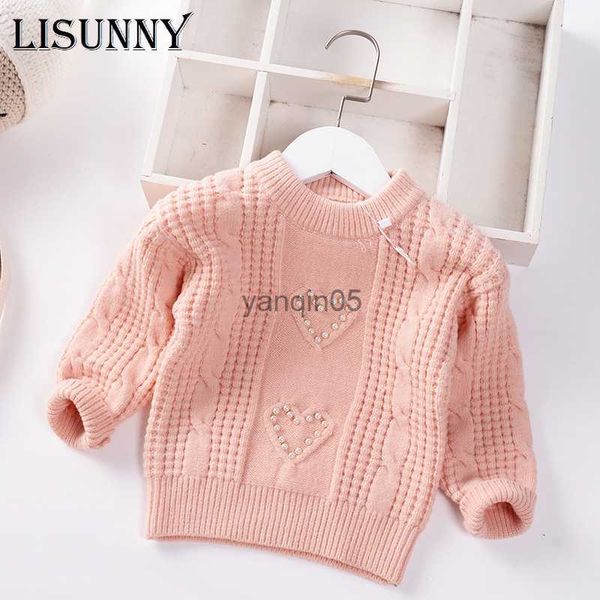 Pull 2023 filles pull pull nouveau automne hiver bébé chandails pull enfants mode perles enfant en bas âge enfants vêtements tricotés 1T-5T HKD230719