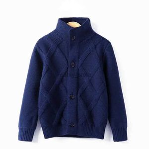 Trui 2023 nieuwe lente herfst jongens trui effen kleur warm houden breien jacquard geweven V-hals vest voor kinderen van 2-10 jaar OldL231215