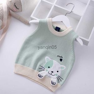 Pull 2023 printemps automne filles tricot gilet dessin animé brodé chat bébé manteau pull tricoté gilet enfants survêtement enfants vestes HKD230719