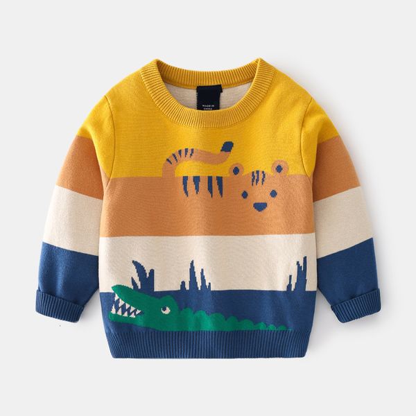 Jersey 28T, suéter de dibujos animados para niños, niñas, niños pequeños, ropa de bebé, Otoño Invierno, Top de punto cálido, prendas de punto con estampado de animales 230801