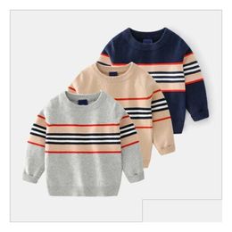 Pull 2T-6T Stripe Printemps Hiver Garçon Fille Enfants Pull en tricot à col rond Bébé Plover Enfant à manches longues Y1024 Drop Livraison Matern Dhqta