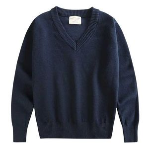 Pullover 4-17 jaar unisex marineblauwe trui voor jongens Kinderen Bovenkleding 100% katoen 4 5 7 9 11 13 15 17 jaar oude kinderkleding OBW225139L2401