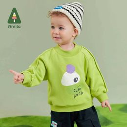 Pullover Amila Baby Hoodie 2023 Hiver Nouveau motif de panda en laine multi-couleurs Impression réfléchie pour bébé chaleureux Clothingl240502