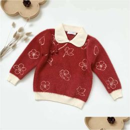 Pull Automne Bébé Enfants Filles Impression Plover Chandails Vêtements Pour Enfants Printemps Tang Costume À Manches Longues Pull En Tricot Y1024 Drop Deli Dhg91