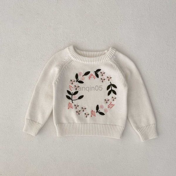 Pull Automne Garçon Fille Bébé Tricoté Pull Chemise Enfants Tricot Broderie Fleur Chandail Enfant Coton Tricot Infant Casual Tops HKD230724