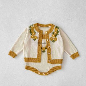 Pullover herfstjongen meisje kinderen handgemaakt gebreide 3d bloem trui baby casual vest tops jas jas mode gebreide suspender bodysuit x0818