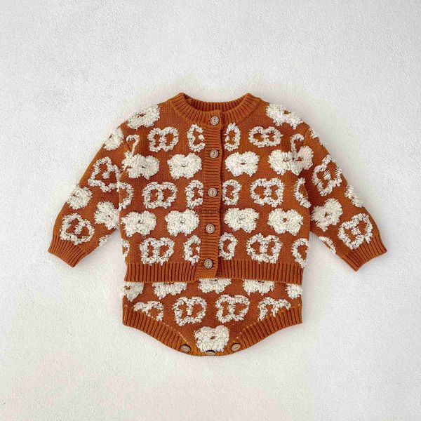 Posteo de otoño niña niña niños de punto de tejer suéter casual baby 100% algodón de punto de punto ondulado portaavos para niños trajes de chaqueta infantil