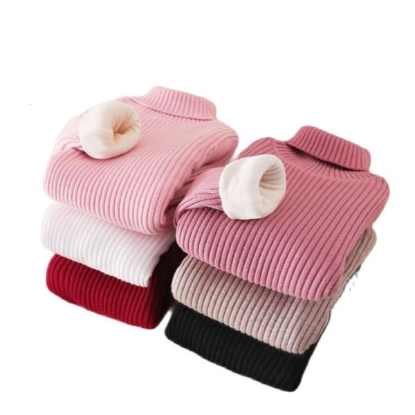 Pull automne hiver mode filles pulls col roulé pull en tricot 2 12 ans vêtements pour enfants épais avec polaire 230830